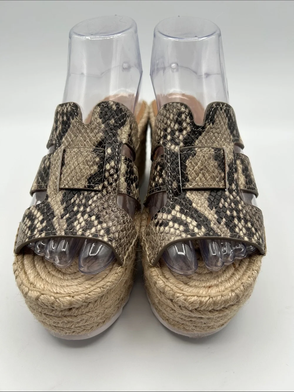 Marc Fisher Snake-Print Espadrille Wedge Sandals - Beige/Black